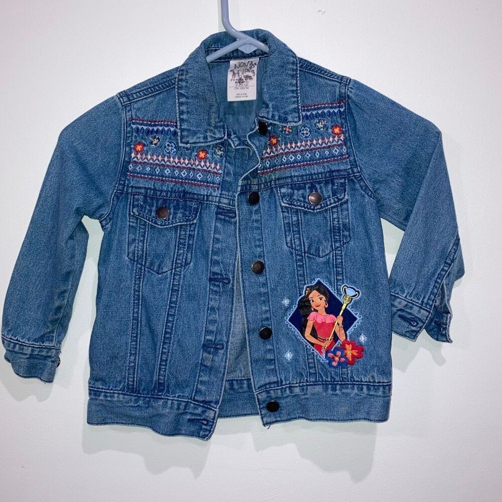 Disney Elena of Avalor Embroidered Denim Jacket Toddler Girls Size 3T